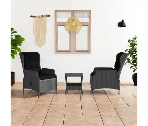 3-Daļīgs Dārza Atpūtas Mēbeļu Komplekts, Pelēka Pe Rotangpalma Vidaxl