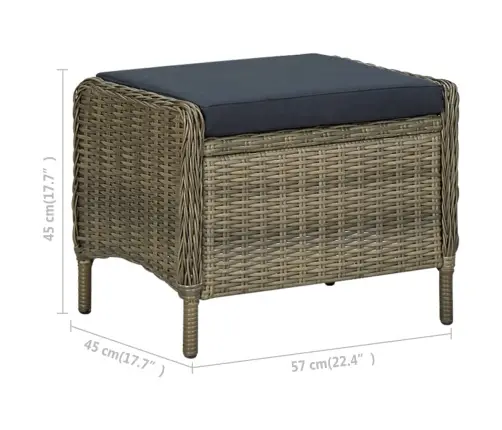 Sodo Komplektas Su Pagalvėlėmis, 2 Dalių, Rudas, Poliratanas