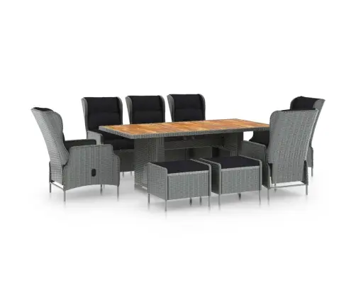 Lauko Komplektas Su Pagalvėmis, 9 Dalių, Pilkas, Poliratanas