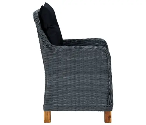 7-Osaline Aiamööblikomplekt Patjadega, Polürotang, Tumehall