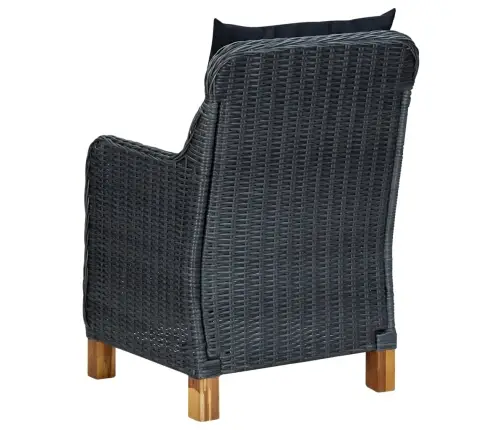 7-Osaline Aiamööblikomplekt Patjadega, Polürotang, Tumehall