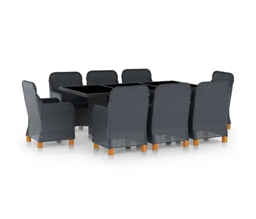 9-Daļīgs Dārza Mēbeļu Komplekts Ar Matračiem, Pe Rotangpalma Vidaxl