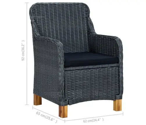 9-Daļīgs Dārza Mēbeļu Komplekts Ar Matračiem, Pe Rotangpalma Vidaxl