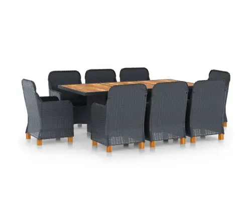 9-Osaline Aiamööblikomplekt Patjadega, Polürotang, Tumehall