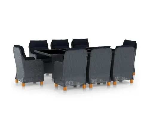 Lauko Komplektas Su Pagalvėmis, 9 Dalių, Pilkas, Poliratanas