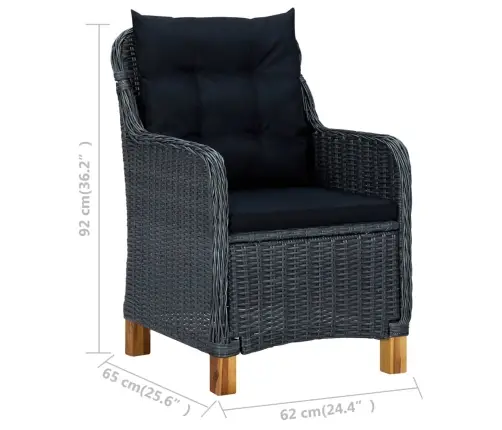 Lauko Komplektas Su Pagalvėmis, 9 Dalių, Pilkas, Poliratanas