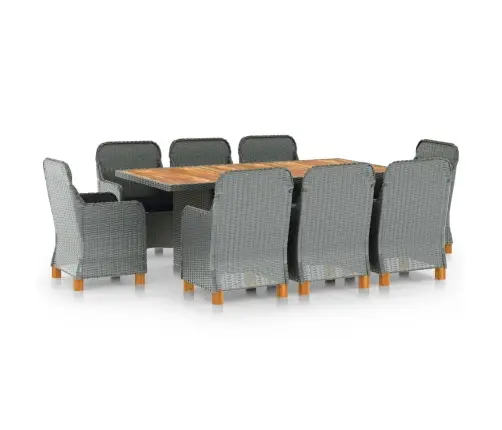 9-Daļīgs Dārza Mēbeļu Komplekts Ar Matračiem, Pe Rotangpalma Vidaxl