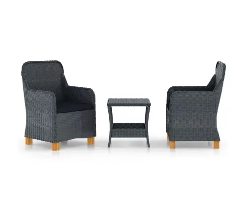 3-Daļīgs Dārza Atpūtas Mēbeļu Komplekts, Pelēka Pe Rotangpalma Vidaxl