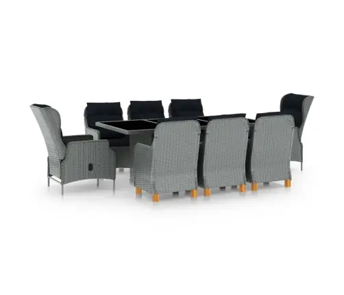 9-Daļīgs Dārza Mēbeļu Komplekts Ar Matračiem, Pe Rotangpalma Vidaxl