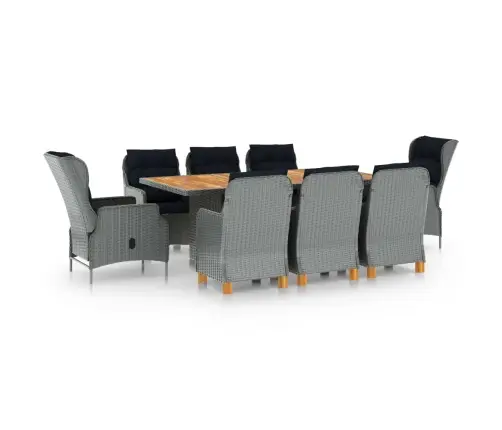 9-Daļīgs Dārza Mēbeļu Komplekts Ar Matračiem, Pe Rotangpalma Vidaxl