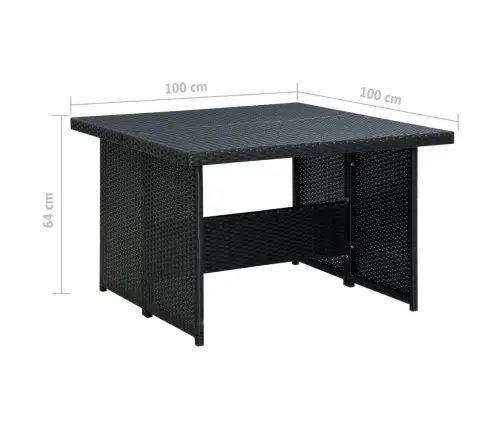 6-Osaline Aiamööblikomplekt Patjadega, Polürotang, Must