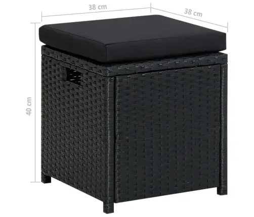 6-Osaline Aiamööblikomplekt Patjadega, Polürotang, Must