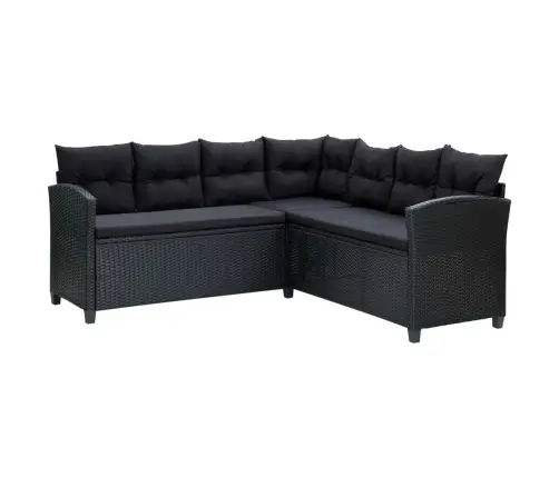 6-Osaline Aiamööblikomplekt Patjadega, Polürotang, Must
