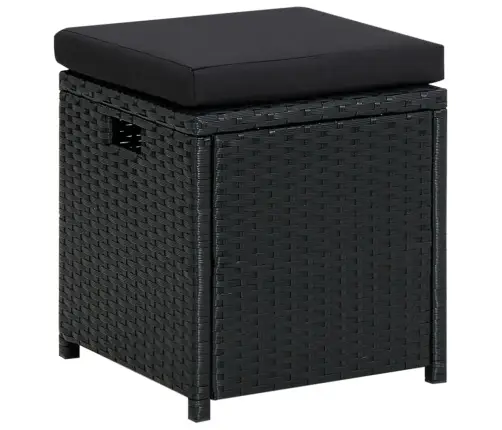 6-Osaline Aiamööblikomplekt Patjadega, Polürotang, Must