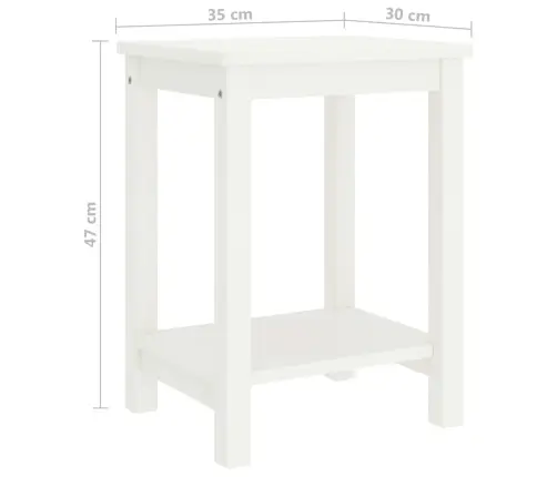 Naktsskapītis, Balts, 35X30X47 Cm, Priedes Masīvkoks Vidaxl