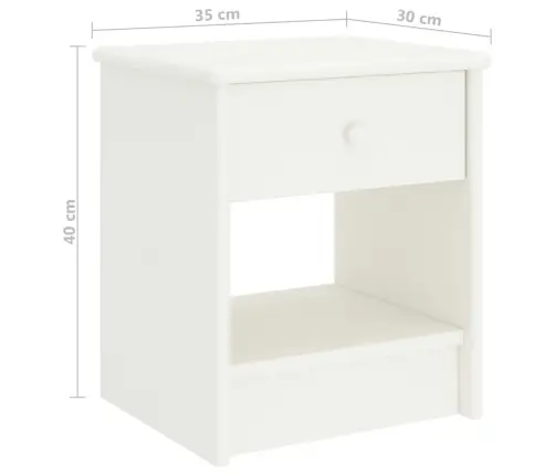 Naktsskapītis, Balts, 35X30X40 Cm, Priedes Masīvkoks Vidaxl