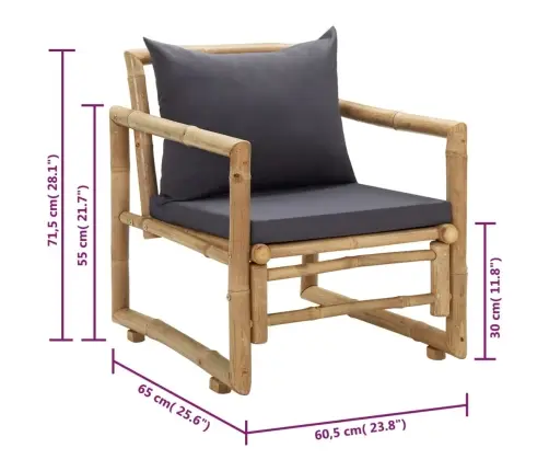Dārza Krēsli Ar Matračiem, 2 Gab., Bambuss Vidaxl Dārza Krēsli Ar Matračiem, 2 Gab., Bambuss Vidaxl