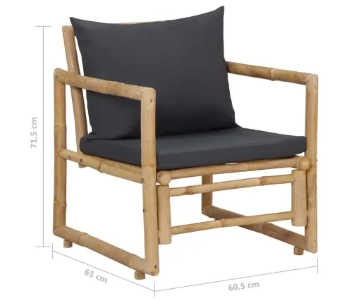 4-Osaline Aiamööbli Komplekt Patjadega, Bambus