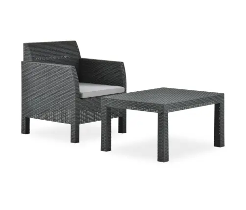 2-Osaline Aiamööblikomplekt Istmepadjaga, Pp Rotang, Antratsiit