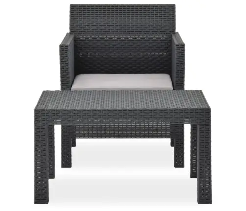 2-Osaline Aiamööblikomplekt Istmepadjaga, Pp Rotang, Antratsiit