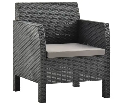 2-Osaline Aiamööblikomplekt Istmepadjaga, Pp Rotang, Antratsiit