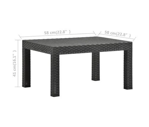 2-Osaline Aiamööblikomplekt Istmepadjaga, Pp Rotang, Antratsiit