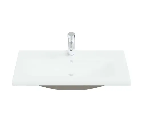 Iebūvējama Izlietne Ar Jaucējkrānu, 81X39X18 Cm, Balta Keramika Vidaxl