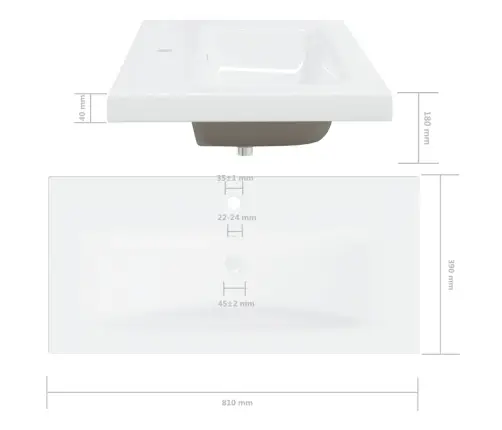 Iebūvējama Izlietne Ar Jaucējkrānu, 81X39X18 Cm, Balta Keramika Vidaxl