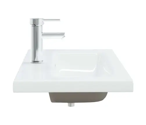 Iebūvējama Izlietne Ar Jaucējkrānu, 81X39X18 Cm, Balta Keramika Vidaxl