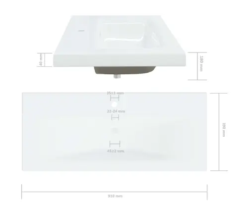 Įmontuojamas Praustuvas, Baltas, 91X39X18cm Keramika