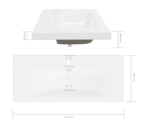 Įmontuojamas Praustuvas, Baltas, 101X39X18cm Keramika
