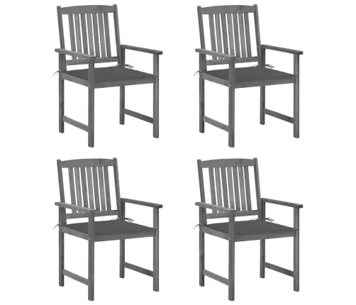 Dārza Krēsli Ar Matračiem, 4 Gab., Akācijas Masīvkoks, Pelēki Vidaxl