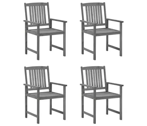 Dārza Krēsli Ar Matračiem, 4 Gab., Akācijas Masīvkoks, Pelēki Vidaxl