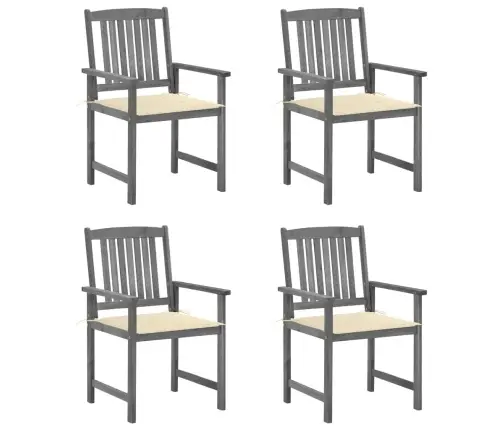 Dārza Krēsli Ar Matračiem, 4 Gab., Akācijas Masīvkoks, Pelēki Vidaxl