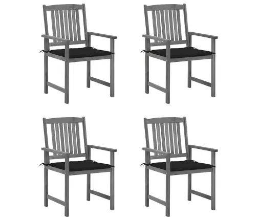 Dārza Krēsli Ar Matračiem, 4 Gab., Akācijas Masīvkoks, Pelēki Vidaxl