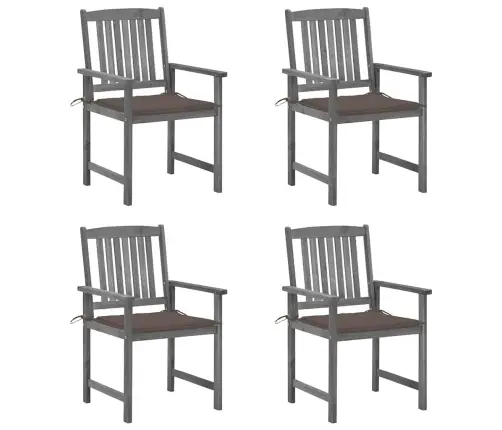 Dārza Krēsli Ar Matračiem, 4 Gab., Akācijas Masīvkoks, Pelēki Vidaxl