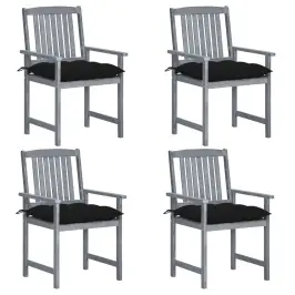 Dārza Krēsli Ar Matračiem, 4 Gab., Akācijas Masīvkoks, Pelēki Vidaxl