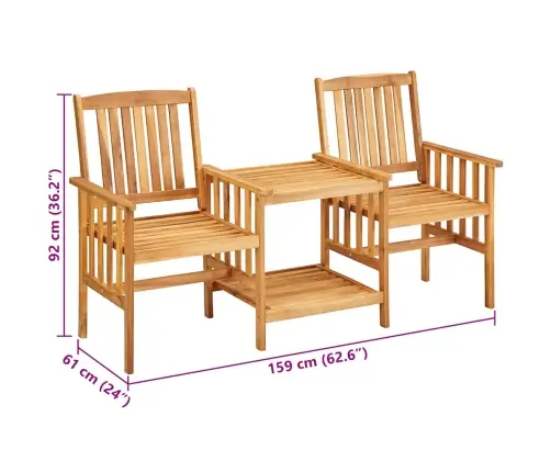 Sodo Kėdės Su Arbatos Staliuku Ir Pagalvėlėmis, Akacija