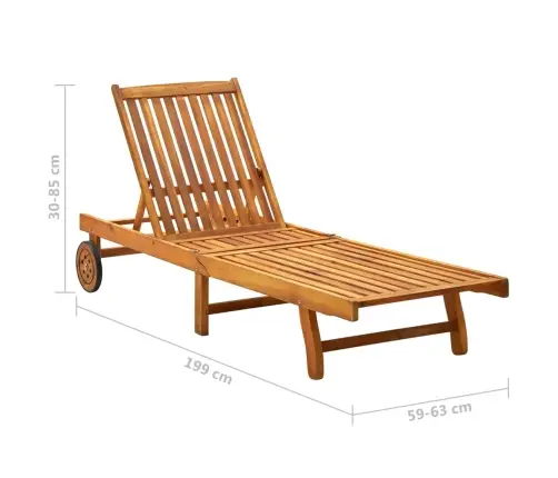 Dārza Sauļošanās Zvilnis Ar Matraci, Akācijas Masīvkoks Vidaxl