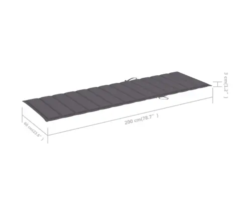 Dārza Sauļošanās Zvilnis Ar Matraci, Pelēks, Akācijas Masīvkoks Vidaxl