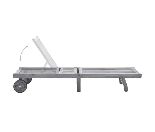 Sodo Saulės Gultas Su Čiužinuku, Pilkas, Akacijos Masyvas