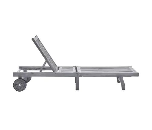 Dārza Sauļošanās Zvilnis Ar Matraci, Pelēks, Akācijas Masīvkoks Vidaxl