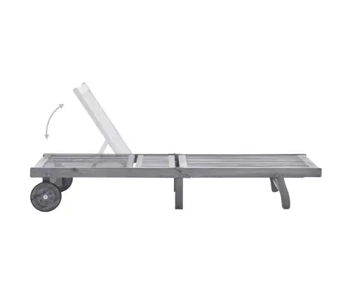 Dārza Sauļošanās Zvilnis Ar Matraci, Pelēks, Akācijas Masīvkoks Vidaxl