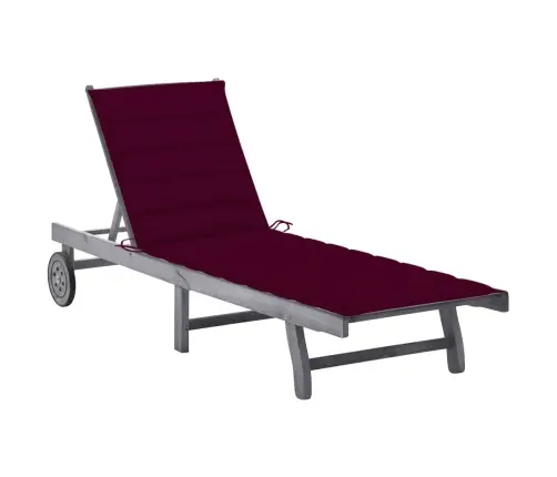 Päevitustool Istmepadjaga, Hall, Akaatsiapuit