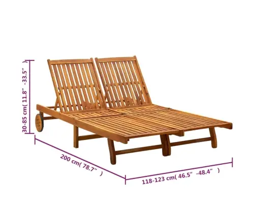 Divvietīgs Sauļošanās Zvilnis Ar Matračiem, Akācijas Masīvkoks Vidaxl Divvietīgs Sauļošanās Zvilnis Ar Matračiem, Akācijas Masīvkoks Vidaxl