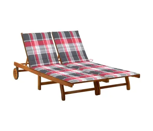 Divvietīgs Sauļošanās Zvilnis Ar Matračiem, Akācijas Masīvkoks Vidaxl