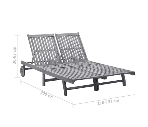 Divvietīgs Sauļošanās Zvilnis Ar Matračiem, Akācijas Masīvkoks Vidaxl