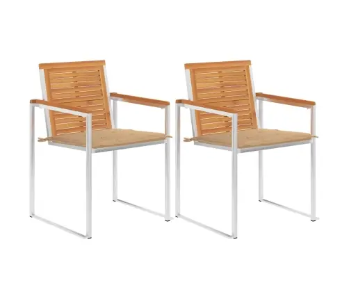 Dārza Krēsli Ar Matračiem, 2 Gab., Akācijas Masīvkoks, Tērauds Vidaxl