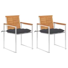 Dārza Krēsli Ar Matračiem, 2 Gab., Akācijas Masīvkoks, Tērauds Vidaxl