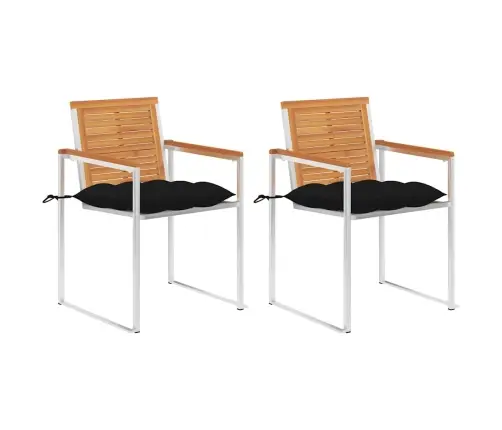 Sodo Kėdės Su Pagalvėlėmis, 2Vnt., Akacijos Masyvas Ir Plienas Sodo Kėdės Su Pagalvėlėmis, 2Vnt., Akacijos Masyvas Ir Plienas
